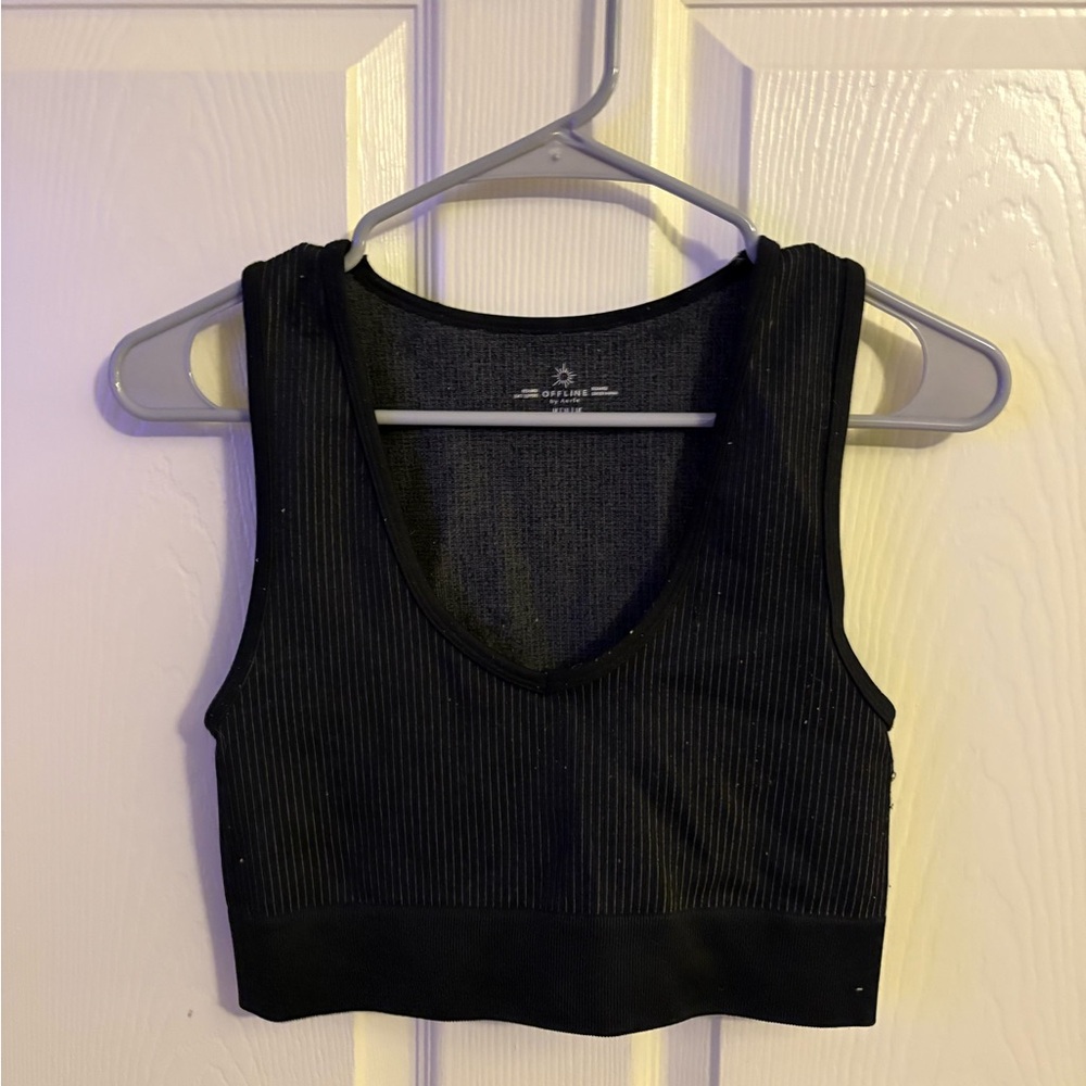 Aerie Charcoal Ribbed Top